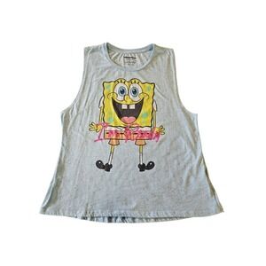 Nickelodeon Blue Speckled SpongeBob SquarePants Tank Top Juniors‎ Sz XXL